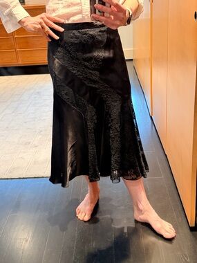 DKNY Silk Lace Flare Skirt